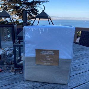 West ElmLinen-Cotton Taupe King Boxspring Cover